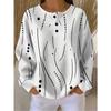 Barcode Women'S 3-Button Henley Collar Waffle Long Sleeve Top, Easy Curved Polka Dot Combination Print