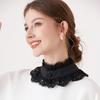 Women Faux Collar Eyelash Flower Lace Detachable Blouse Collar Necklace with False Sleeves Cuffs Set Clothing Accessory