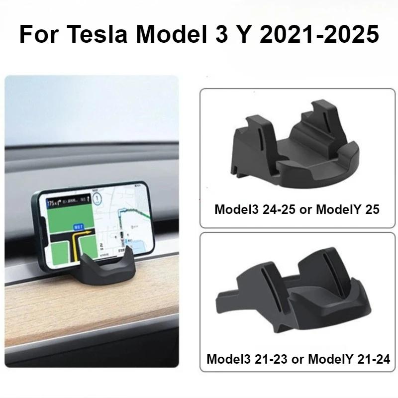 For Tesla Model 3 Y 2025-2025 Highland Juniper Soft Silicone Rubber Phone Holder Dashboard Cellphone Mount Clip Car Accessories
