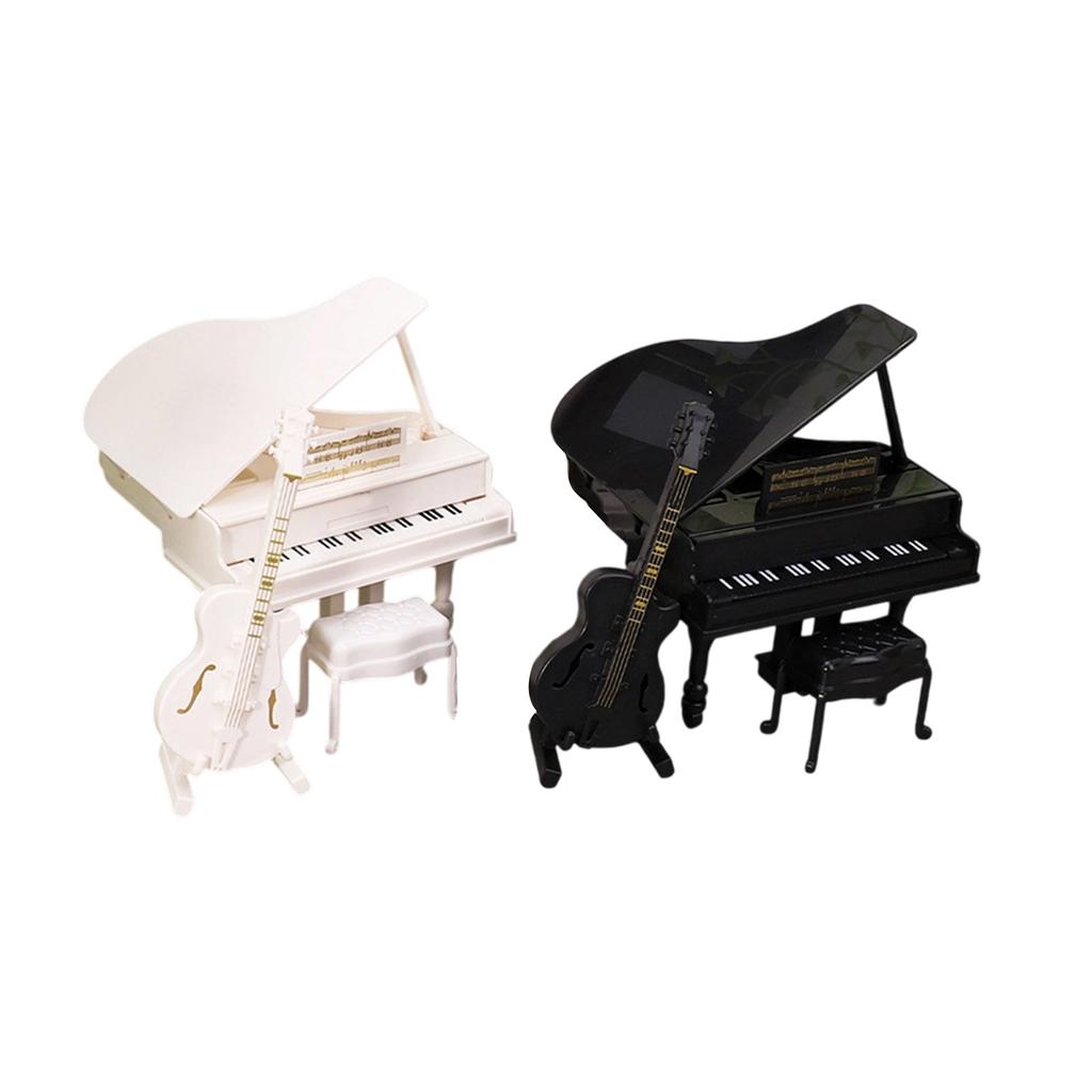 Dollhouses Miniature Grand Piano With Guitar And Cello Musical Instrument Set Wooden Furniture For Imaginative Play