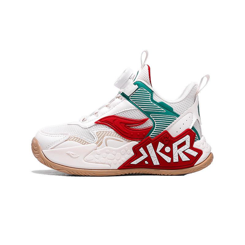 Boys Basketball Shoes Breathable Mesh Medium Older Boys Light Soft Sole Non-slip Children's Sports Running Shoes Buttons