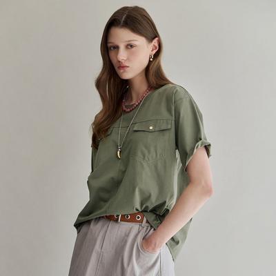 Flap PockeT Back Tuck Loose FiT T shirT zf06qT047na