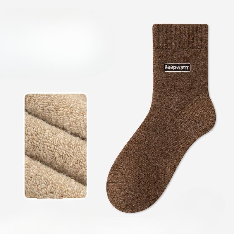 Men's New Autumn and Winter Products Add Velvet and Thick Warm Heating Wool Ring Wool Tube Socks