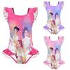 Kids Girls Anime Cartoon K-Pop Rumi Zoey Mira Print Ruffle Sleeveless One-piece Swimsuit Swimwear