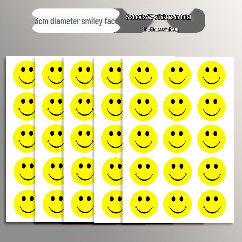 Smiling Face Rewards Stickers: Self-Adhesive Praise Labels for Kindergarten & Elementary Students