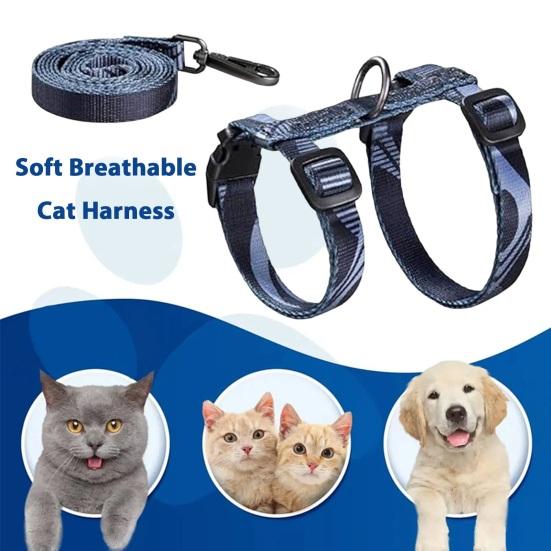 Ensemble harnais et laisse pour chat, harnais souple et réglable, anti-fuite, pour chaton, marche, voyage, corde de traction pour chats de petite, moyenne et grande taille