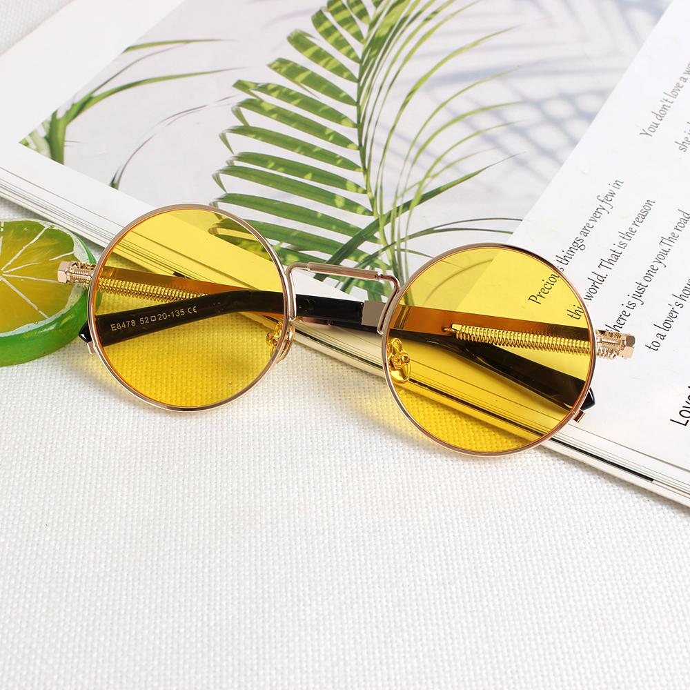 Style Round Sunglasses Punk Metal Frame Personalized For Driving Outdoor Eyewear Car Accessories Men Women Sun Glasses