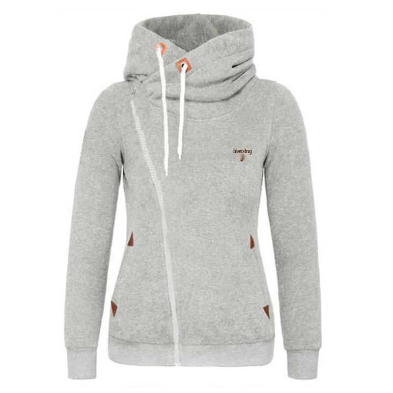 Frühlings-Herbst Damen Sport-Cardigan mit seitlichem Reißverschluss Kapuzen-Sweatshirt-Jacke