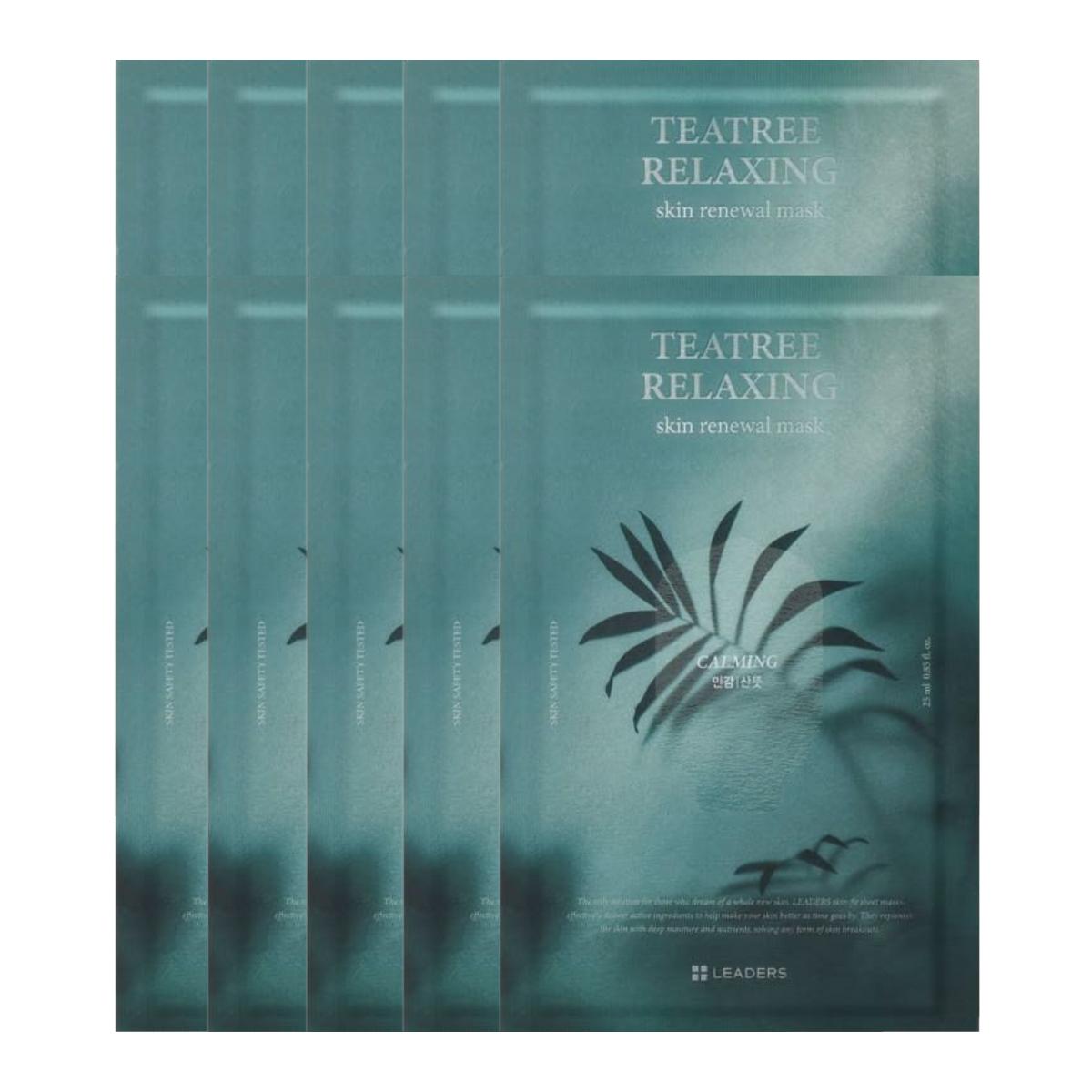 LEADERS Tea Tree Relaxing Skin Renewal Mask Calming Balancing 25ml (10 Sheets)