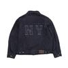 MLB Basic Mega Logo Laser Cutting Denim Trucker Jacket Unisex Jacket Black 3ADKB0144-50BKS
