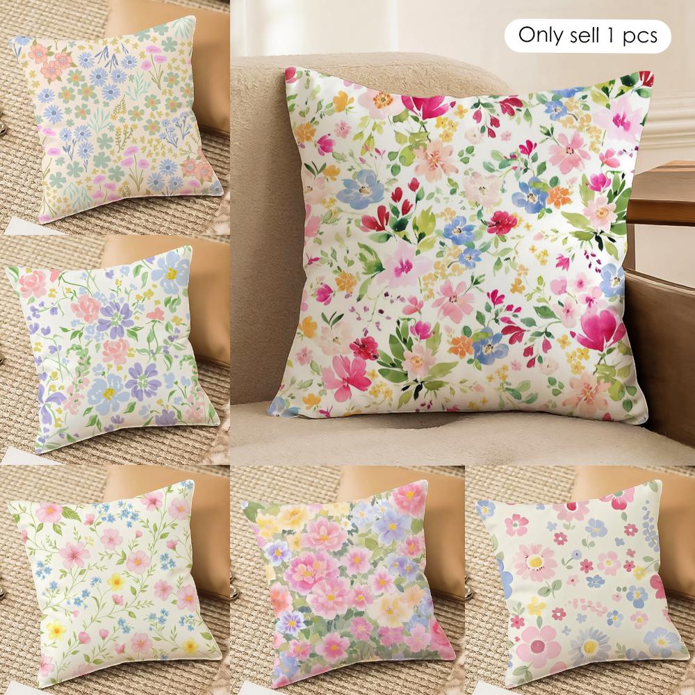 Fresh Floral Print Cushion Cover Soft Plush Fabric DoubleSided Printed Cushion Covers for All Seasons Modern HomeDecor Gift