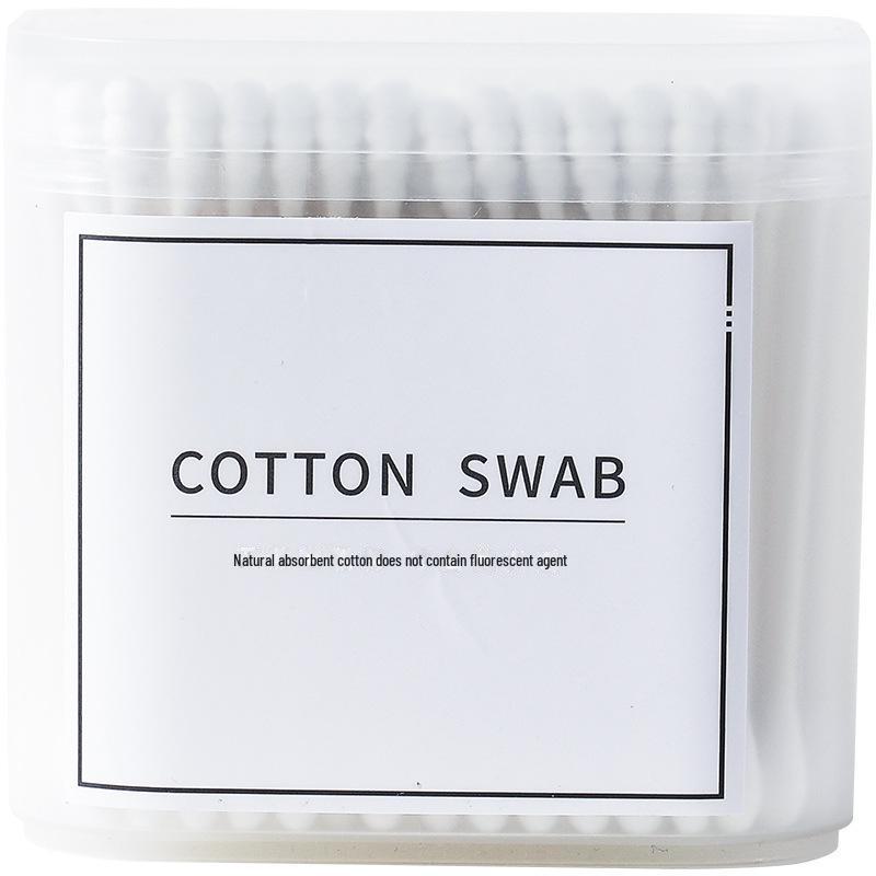 Double-Headed Black Cotton Swabs - Clean & Hygienic, Daily Disposable, Boxed for Cosmetics