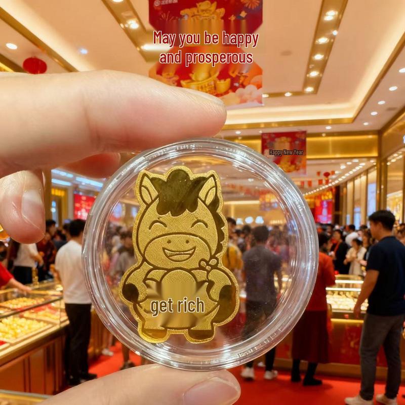 999 Pure Gold Horse Year Phone Sticker, Adhesive Backing, 2mg Gold, Get Rich Instantly