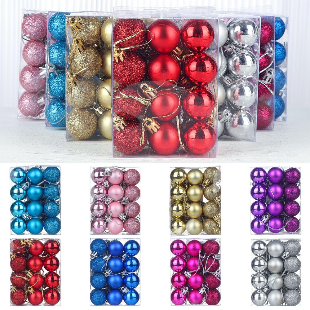 24PCS New Year Small Bauble Home Christmas Tree Decoration Christmas Ball Christmas Tree Balls Hanging Tree Pendants