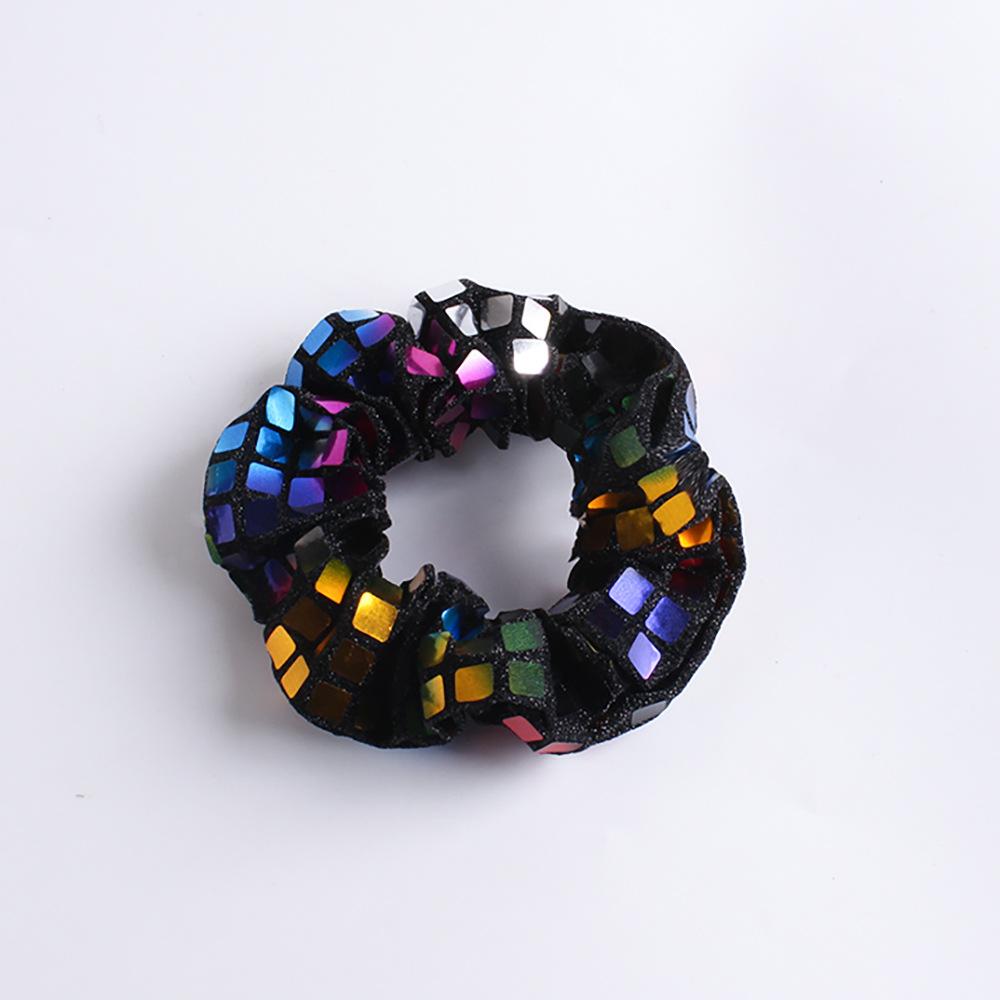

New Square Sequin Large Elastic Hair Tie Ponytail Holder for Women High-End Fabric Hair Rope Hair Accessory Sequin Colorful