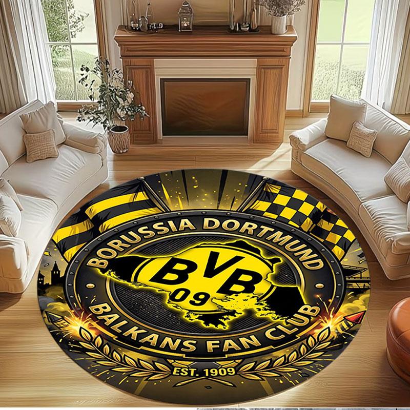 Borussia DortmundBVB Print Round Rug, Washable Floor Carpet, For Entryway Dorm Laundry Room Office Study, Home Decor Birthday Christmas Gift