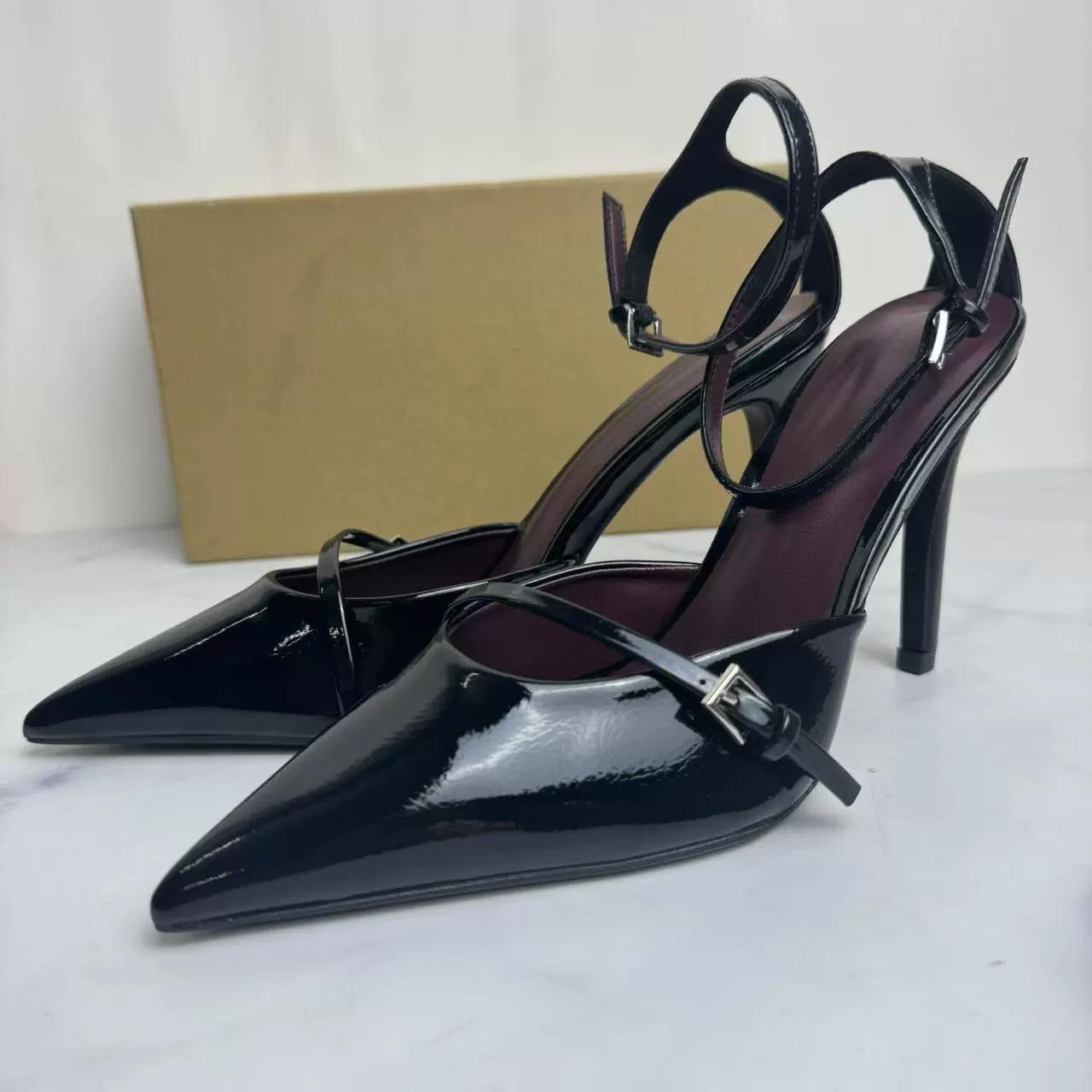 Женские туфли на высоком каблуке с ремешками на щиколотке женские дизайнерские туфли с острым носком красные туфли-лодочки осенние новые туфли из искусственной кожи сексуальные туфли на каблуках для вечеринок 40 4517₽