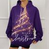 Women's Fashion Sweatshirt Christmas Print Casual Hooded Sweatshirt With Pockets