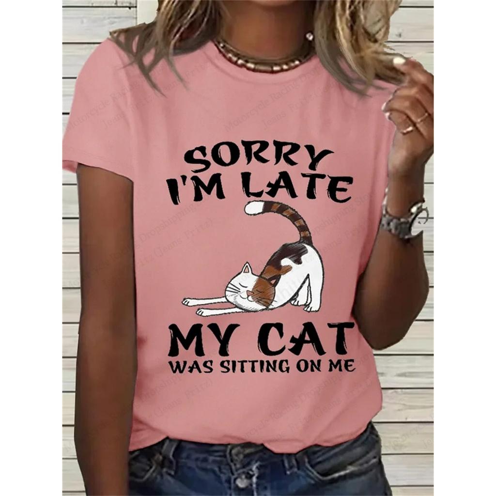 Summer Women's Top Lovely Cat 3d Print Tshirt Women Fashion T-shirt Crew Neck Short Sleeve T Shirt Animal Tops Tees Y2k Clothing