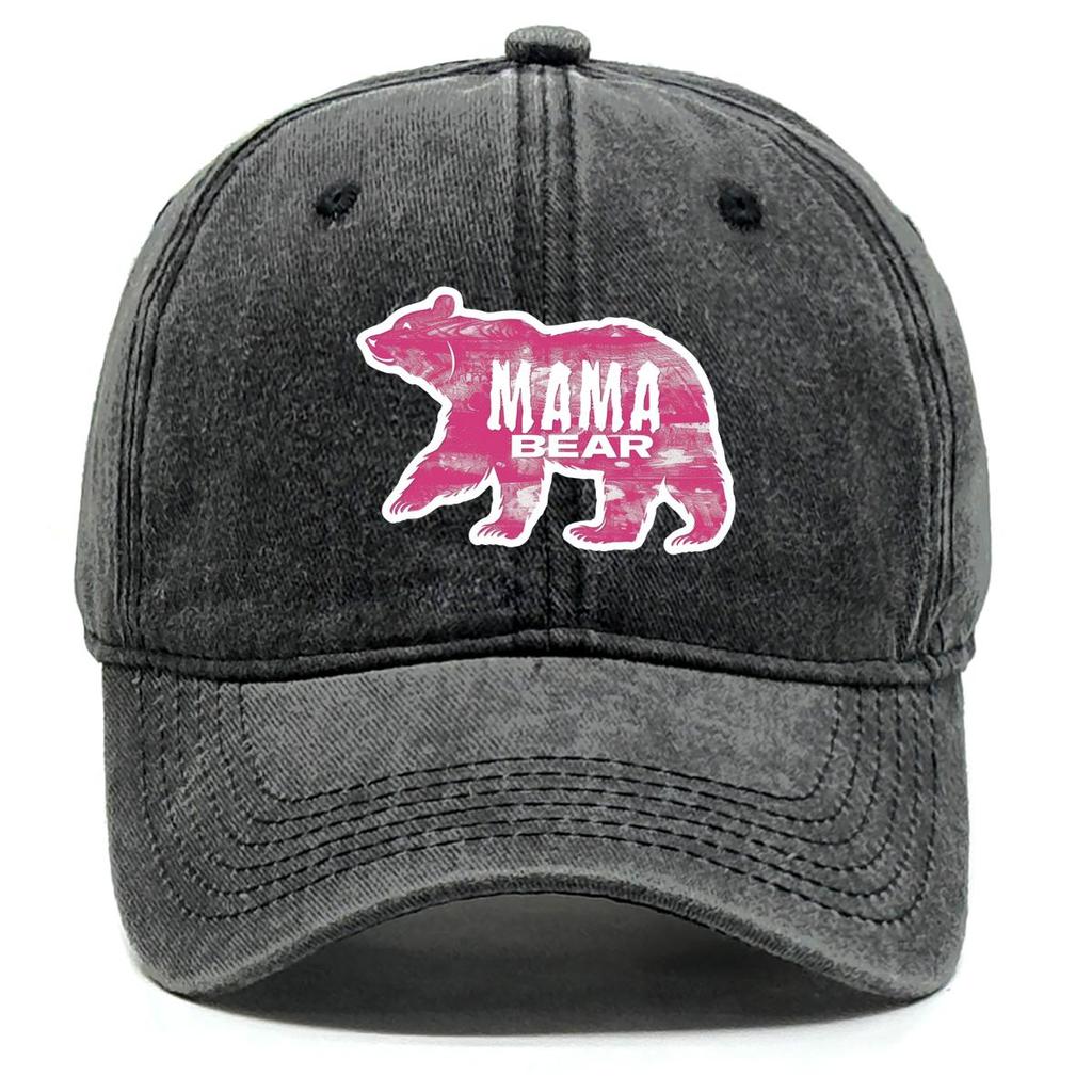 MAMA BEAR" Print Adjustable Sun Hat, Mother's Day Sports Hat Non-Stretch Fabric Sunshade Breathable Stylish Snapback Baseball Cap