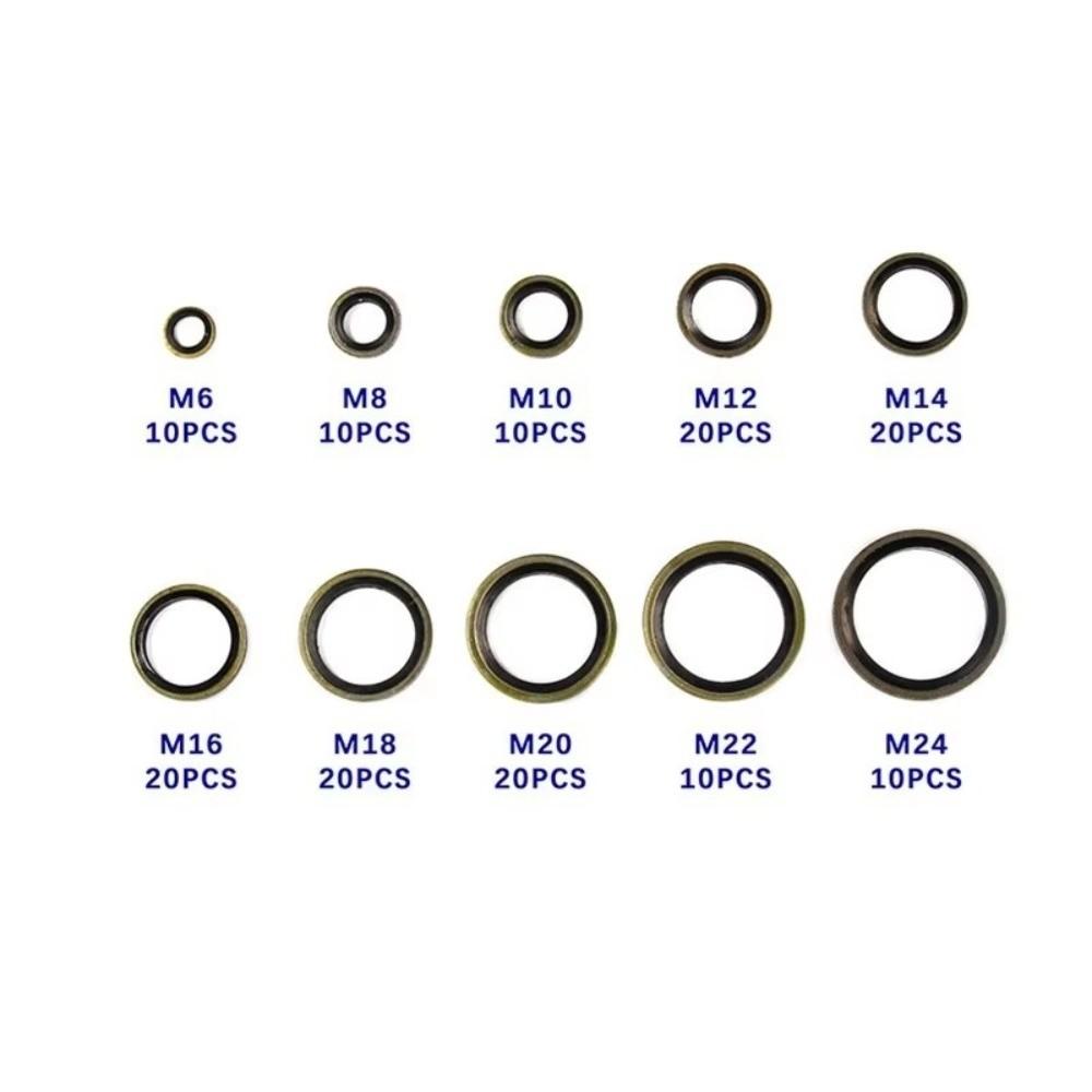 150pcs/set Rubber Oil Pan Drain Gasket Seal Set Mixed Size Combination Bolt Pad Durable O-Ring Drainage Bolt Pad