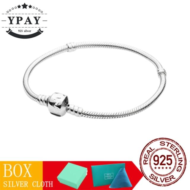 100 %Original Sterling Color Fashionable Jewelry Snake Chain Wrist Bracelet Women Shining Crown O Fit Charm Beads Clips Trendy Present