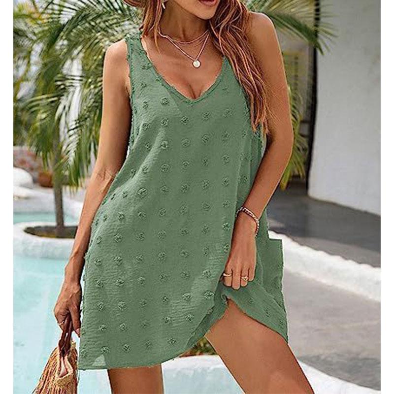 Women's Casual Summer Small Suspender Beach Cover Shirt V-neck Loose Vest Pocket