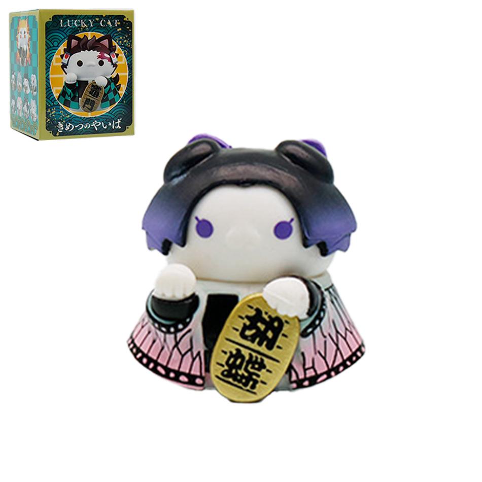 Demon Slayer Lucky Cat Anime Figure Blind Box Rengoku Tanjiro Inosuke Kawaii Cute Model Toy Desktop Car Ornaments Birthday Gift