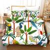Palm Leaves Comforter Cover Duvet Cover Tropical Leaves Bedding Set Quilt Cover for Men Women, White 3 Pcs Queen King Size