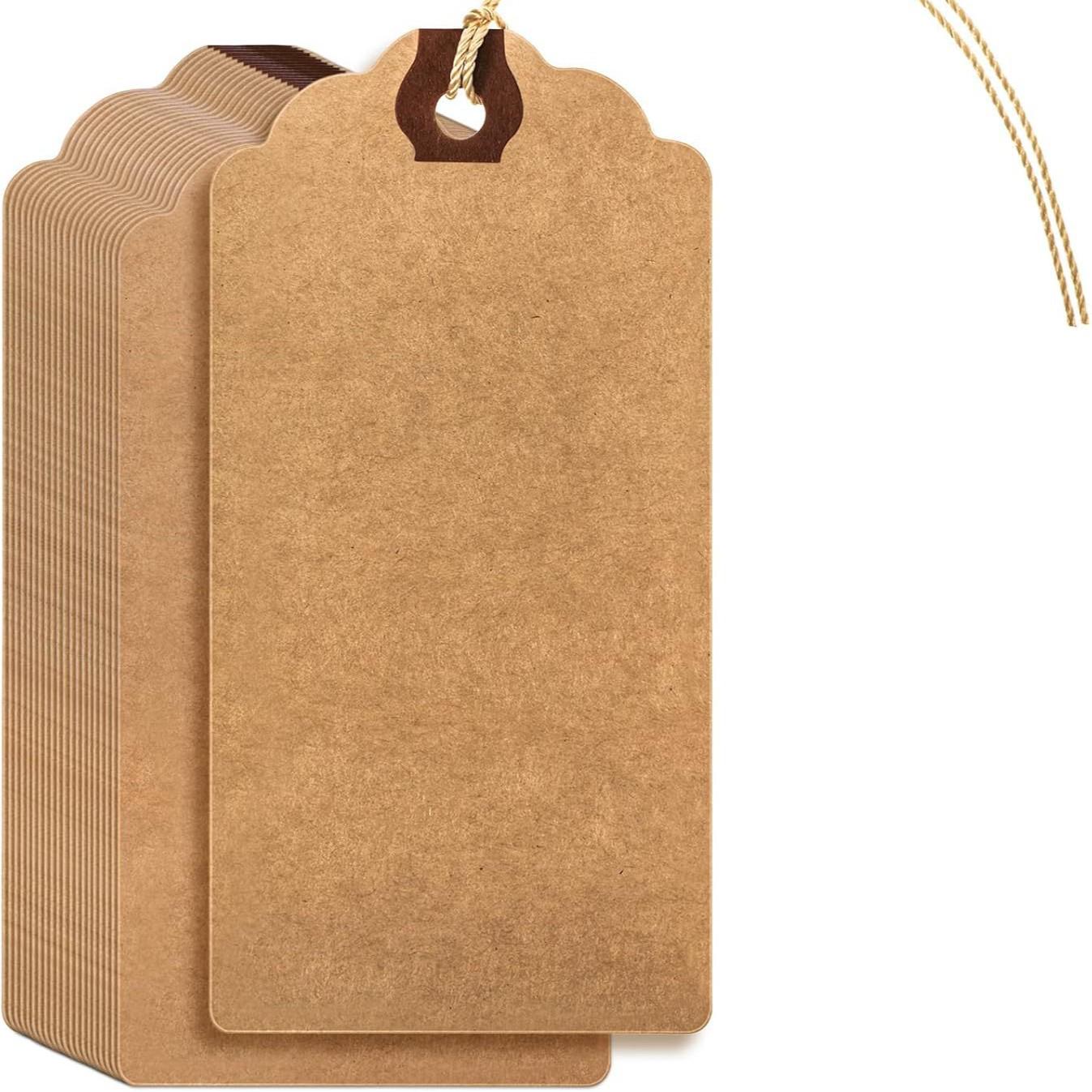 12x6cm Kraft Paper Tags with Elastic Cord - Blank, Printable, Handwritten Labels