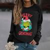 Women's Fashion Casual Long Sleeve Solid Color Christmas Printed Round Neck Top Sweatshirt
