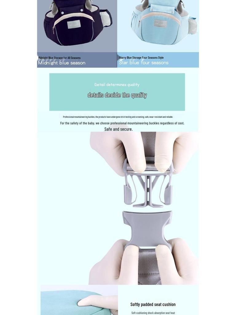 Foldable Baby Carrier Waist Stool: Dual-Use, Breathable & Portable, Front and Back Double Shoulder Baby Holder.