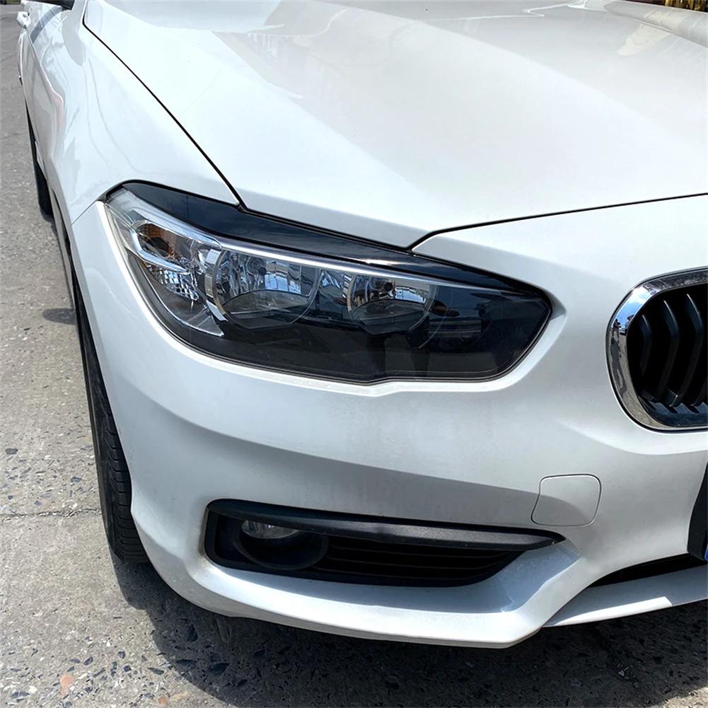 2Pcs Headlight Cover Eyelid Gloss Black Eyebrow For BMW F20 F21 2015-2018 1-Series 116i 118i 120i 125i 128i Hatchback
