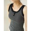 Pure Cotton Vest for Women with Striped Buttons and Suspenders To Cover Breasts and Prevent Exposure, Summer T-shirt