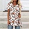 Túnicas Casuales Informales para Mujer con Estampado, Cuello Redondo, Dobladillo Irregular y Manga Corta