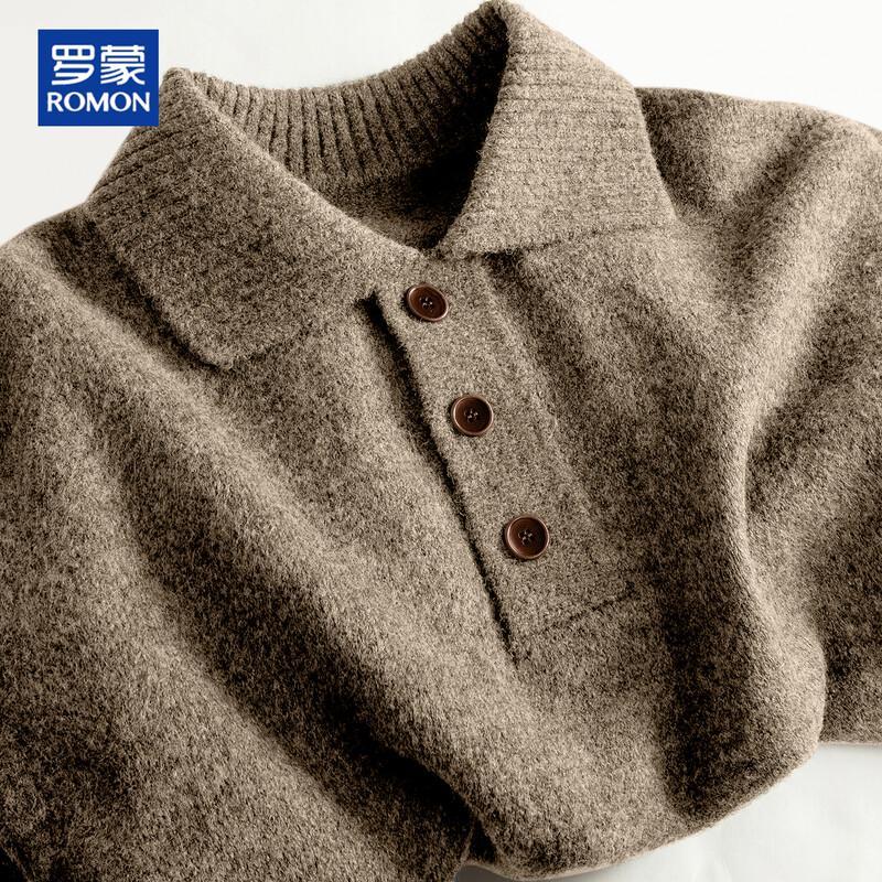 ROMON Men's Button-Placket Knit Polo Sweater