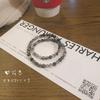 Original niche design natural black rutilated quartz bracelet Double-ring ethnic style jewelry bracelet for couples