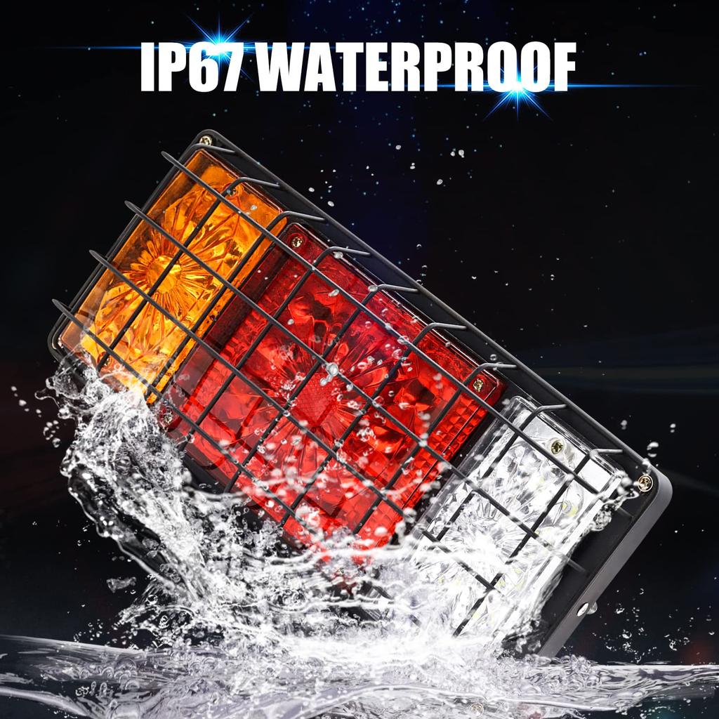 Tail Lamp LED 24V Truck LED Marker Lamp Blinker Small Brake Light Warning Light Trailer Boat Lift Universal Square Left and Right Set of 2 X-STYLE