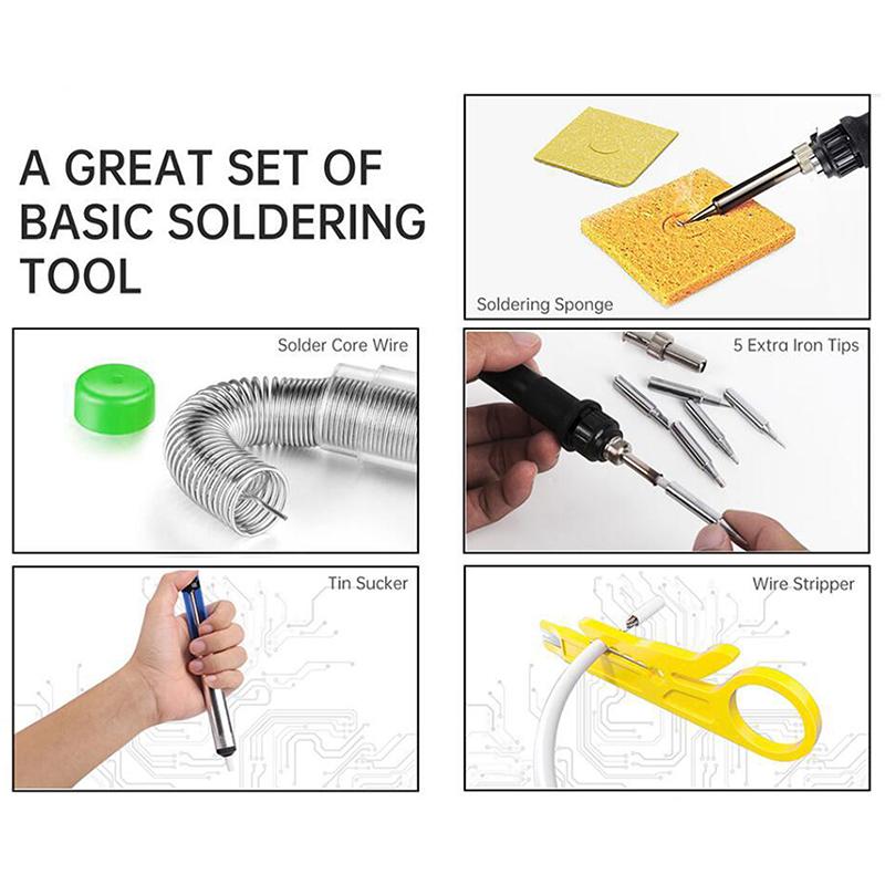 Digital Soldering Iron 80W With On/Off Switch Adjustable Temperature Lcd Welding Tools Ceramic Heater Soldering Tips