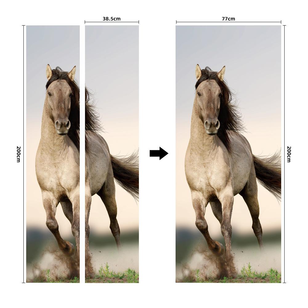 Meiji Creative Environmental Protection Stallion 3D Door Sticker Renovation Self-Adhesive Bedroom Wall Sticker Direct Sales Door Frame