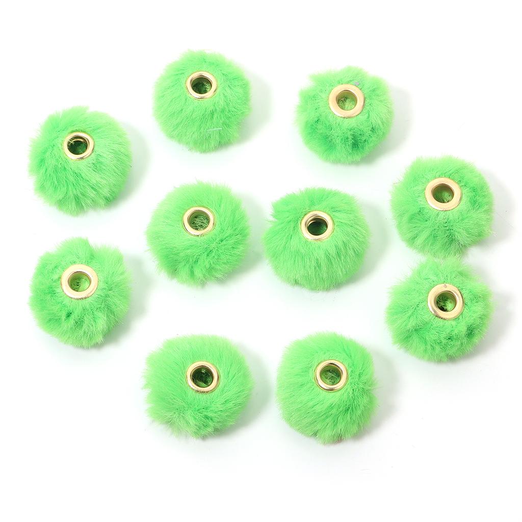 10pcs/bag Imitation Rabbit Fur Coverd Straight Hole Beads DIY Pompom Pendant for Jewelry Making DIY Necklace Pendant Earrings