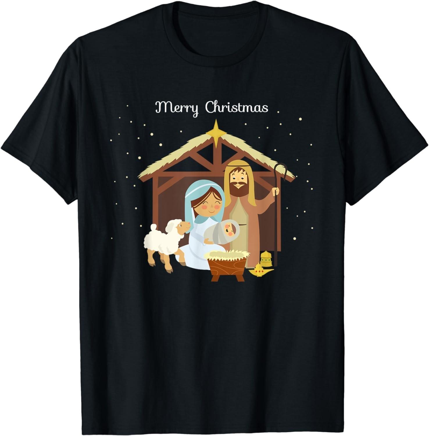 NEW LIMITED! Merry Christmas & Nativity Scene Christian Faith Tee - MADE IN USA M