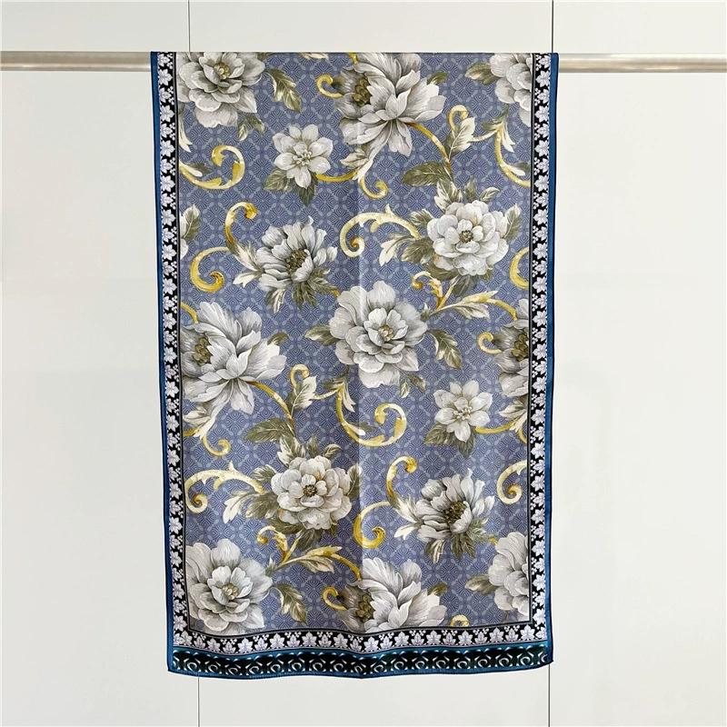 Graceful 100% Pure Silk Scarf Women Elegant Mulberry Silk Floral Neckerchief Scarves Shawls