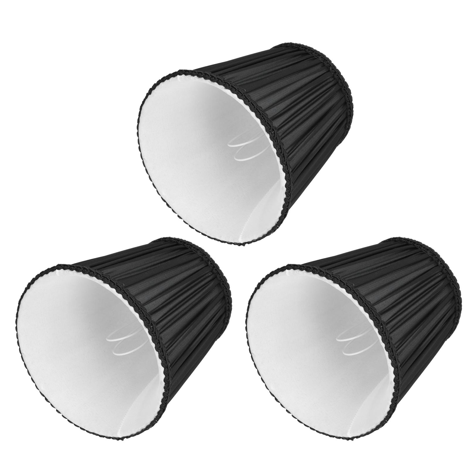 

3PCS E14 ClipOn Cloth Lamp Shade Modern Fabric Lampshade Table Light Cover for Candle Chandelier(Black )