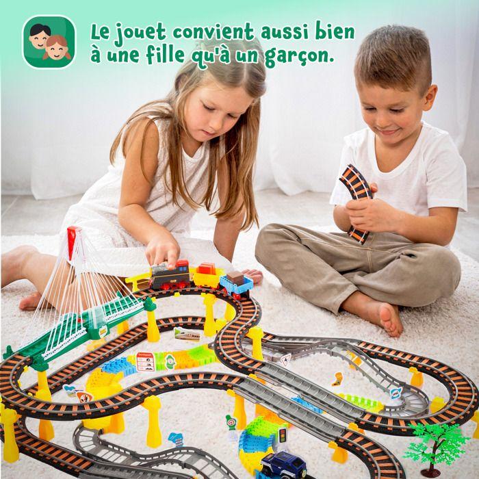 Circuit 2-en-1 Kinderplay: train électrique et piste auto, pont lumineux, loco sonore (KP0635)