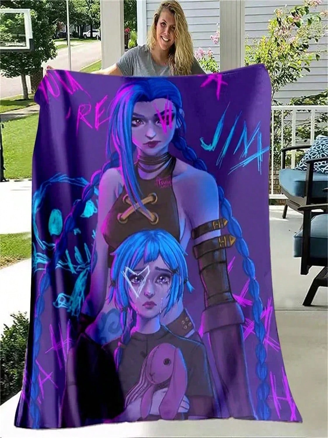 

Jinx Arcane_ League Of S Cooling Blanket Lightweight Comfortable Soft Breathable Ultra Warm Blanket Bedding Travel Bedding#Color_9,Size_150X200CM 75X95CM сірий колір