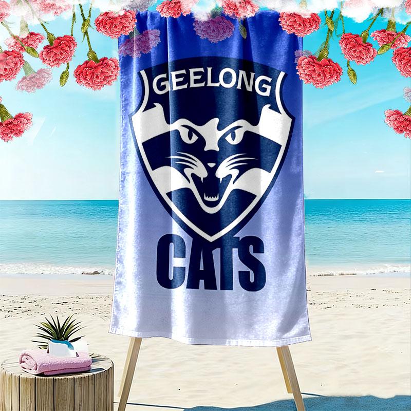 Geelong Cats Edge Print Beach Towel, Large Soft Quick Dry Towel for Beach Camping Swimming