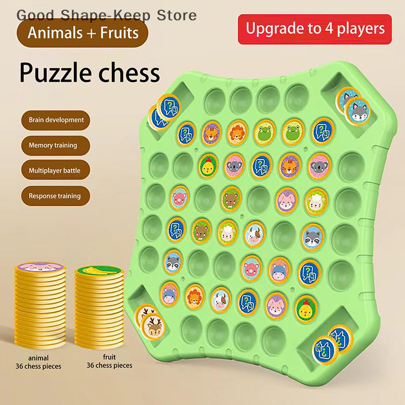 Animal Flip Chess Memory Game Board Set - Fun Social Table Game for Children & Adults Interactive Parent-Child Family Party Toy