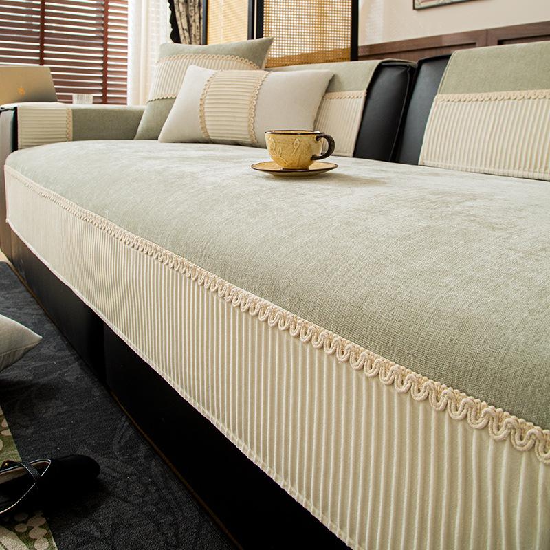 New Sofa Cushion Light Luxury High-End Leather Sofa Cover Backrest Chenille Four-Season Universal Non-Slip Seat Cushion