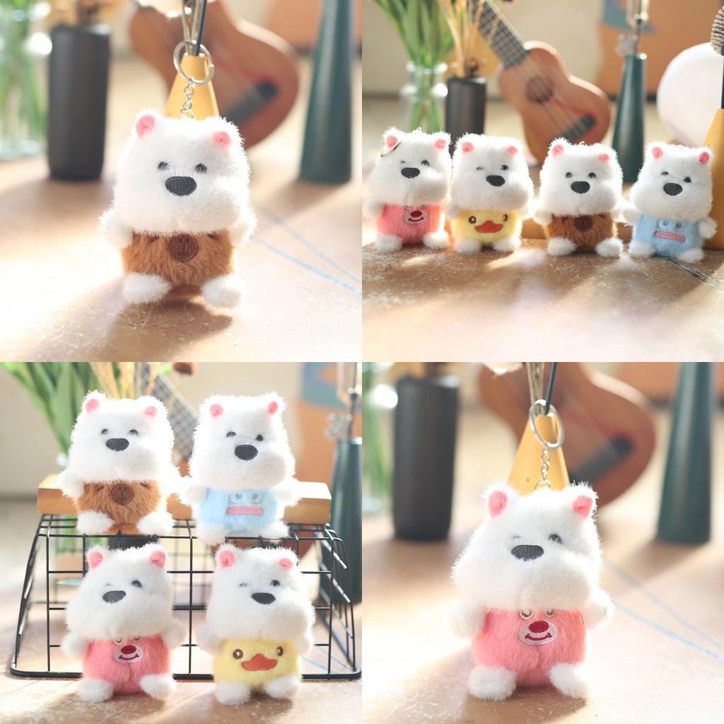 Soft And Lovable Plush Dog Pendant Charming Samoyed Keychain Doll For Kids
